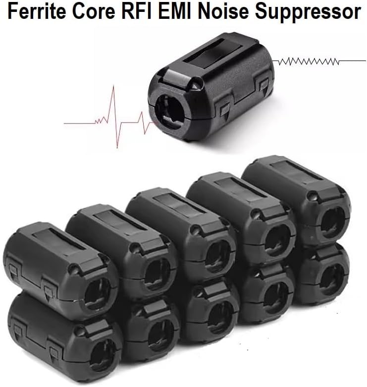 VSKEY Clip-on Noise Filter, [10pcs 13mm] Anti-interference High-Frequency Ferrite Core Choke Clip Subwoofer,Amplifier,Speaker,Video,Radio,Home Power Audio Device Coaxial Cable(0.5 inch Inner Diameter) - Image 4